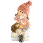 MagicHome karácsonyi szobor kislány sündisznóval figura SP-8090949