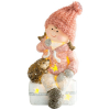 MagicHome karácsonyi szobor kislány sündisznóval figura